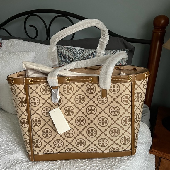 Tory Burch Large Logo T Monogram Tote Bag - Picture 3 of 9